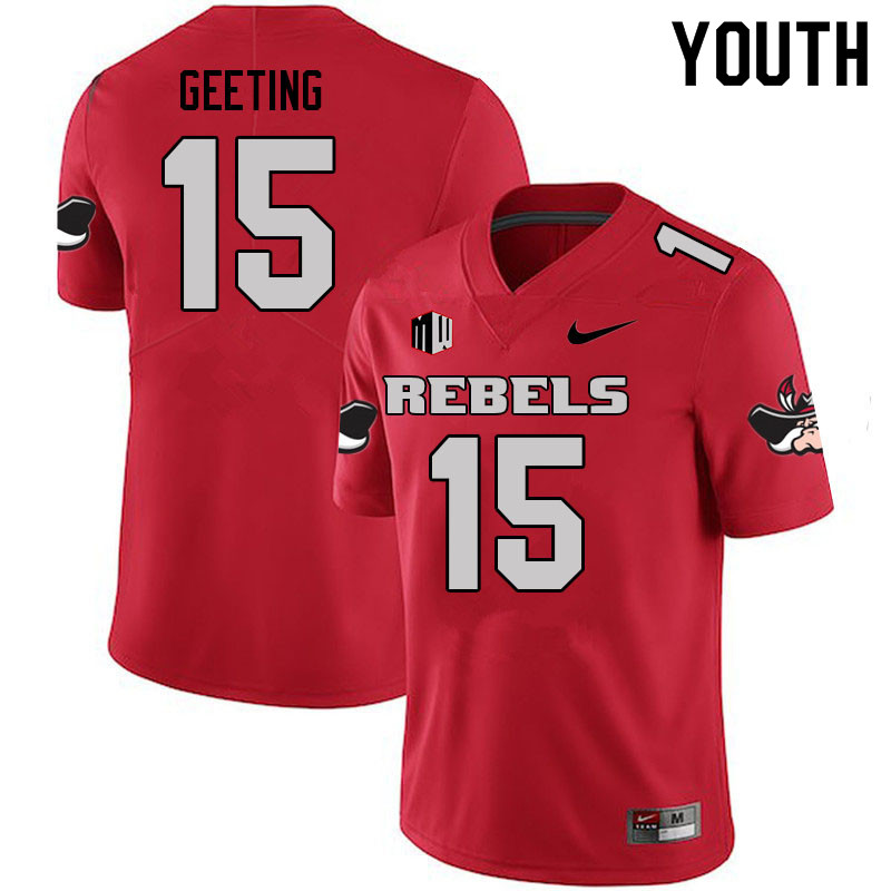 Youth #15 Matthew Geeting UNLV Rebels College Football Jerseys Sale-Scarlet